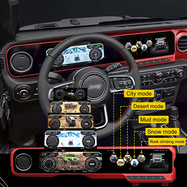 صفحه نمایش دوگانه پخش کننده چند رسانه ای خودرو خوشه دیجیتال برای Jeep Wrangler JL 2018-2021